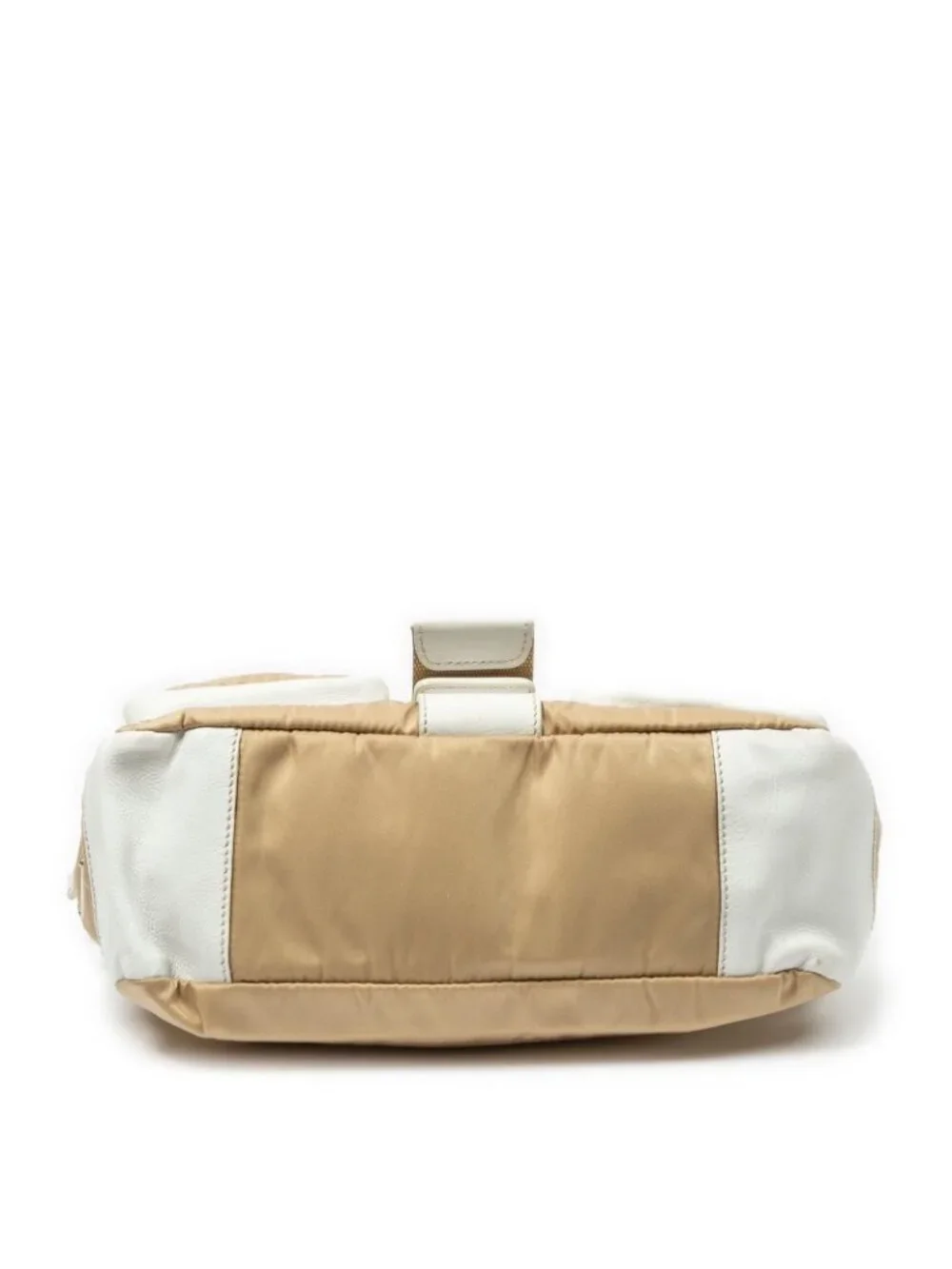 Prada Buckle Flap Bag Crossbody Beige Ivory Nylon Canvas